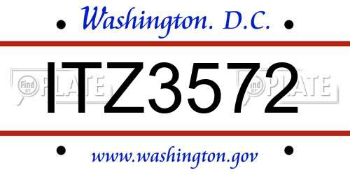 ITZ3572 District Of Columbia License Plate