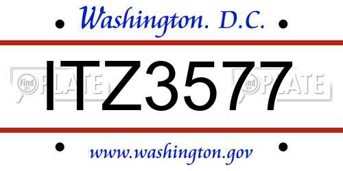 ITZ3577 District Of Columbia License Plate