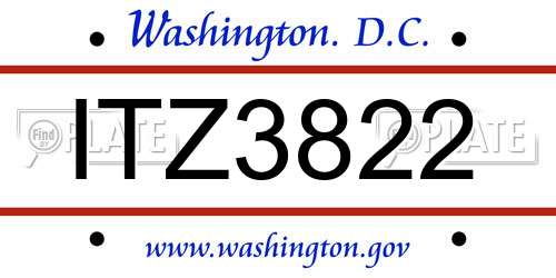 ITZ3822 District Of Columbia License Plate