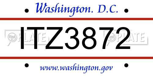 ITZ3872 District Of Columbia License Plate