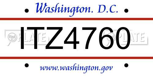 ITZ4760 District Of Columbia License Plate
