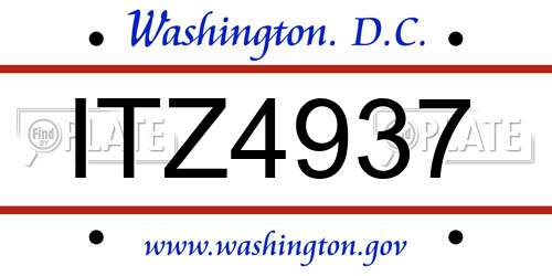 ITZ4937 District Of Columbia License Plate
