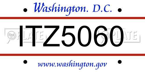ITZ5060 District Of Columbia License Plate