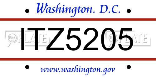 ITZ5205 District Of Columbia License Plate