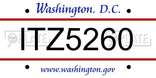 ITZ5260 District Of Columbia License Plate