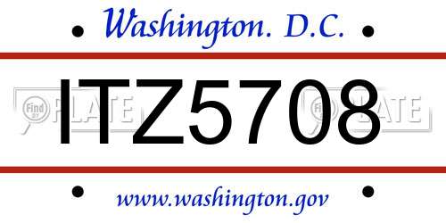 ITZ5708 District Of Columbia License Plate