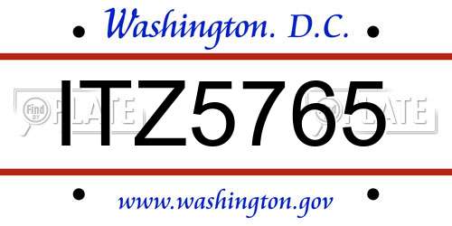 ITZ5765 District Of Columbia License Plate