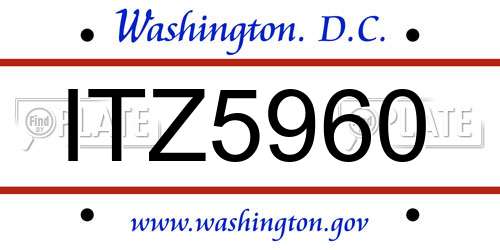 ITZ5960 District Of Columbia License Plate