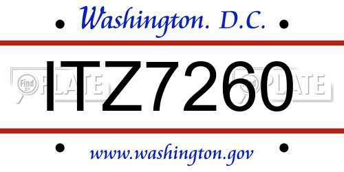ITZ7260 District Of Columbia License Plate