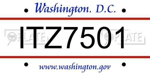 ITZ7501 District Of Columbia License Plate