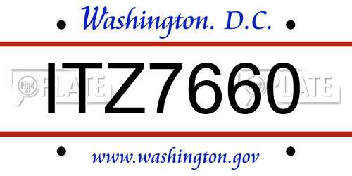 ITZ7660 District Of Columbia License Plate