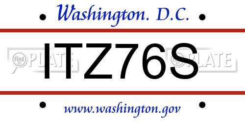 ITZ76S District Of Columbia License Plate