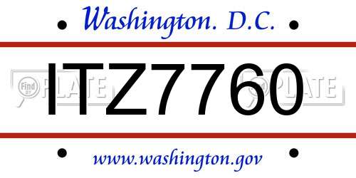 ITZ7760 District Of Columbia License Plate