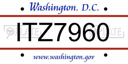ITZ7960 District Of Columbia License Plate