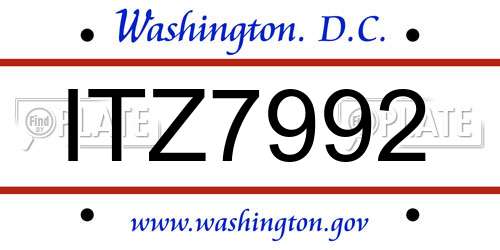ITZ7992 District Of Columbia License Plate