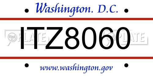 ITZ8060 District Of Columbia License Plate