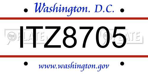 ITZ8705 District Of Columbia License Plate