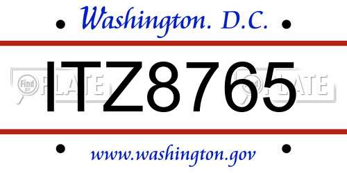 ITZ8765 District Of Columbia License Plate