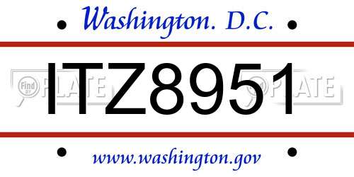ITZ8951 District Of Columbia License Plate