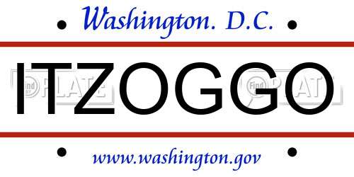 ITZOGGO District Of Columbia License Plate