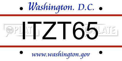 ITZT65 District Of Columbia License Plate