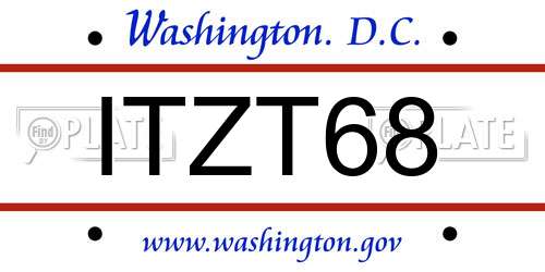 ITZT68 District Of Columbia License Plate