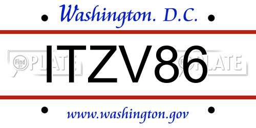 ITZV86 District Of Columbia License Plate