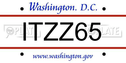 ITZZ65 District Of Columbia License Plate