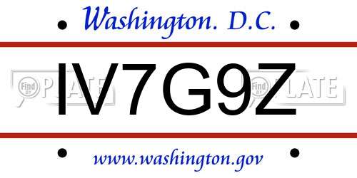 IV7G9Z District Of Columbia License Plate