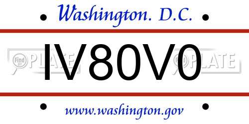 IV80V0 District Of Columbia License Plate