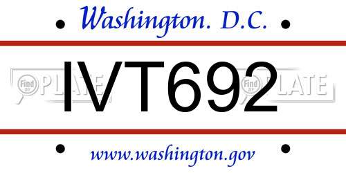 IVT692 District Of Columbia License Plate
