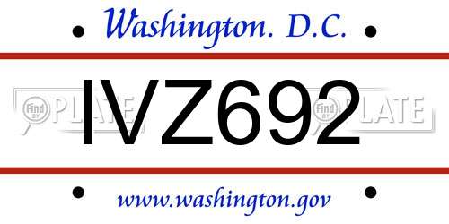 IVZ692 District Of Columbia License Plate