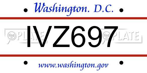IVZ697 District Of Columbia License Plate
