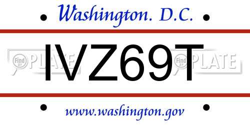 IVZ69T District Of Columbia License Plate