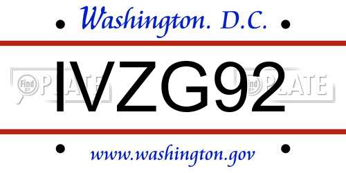 IVZG92 District Of Columbia License Plate