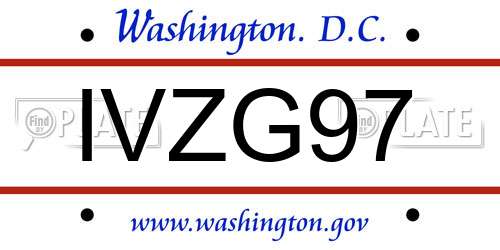 IVZG97 District Of Columbia License Plate