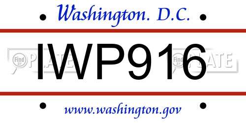 IWP916 District Of Columbia License Plate