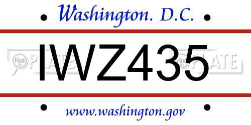 IWZ435 District Of Columbia License Plate