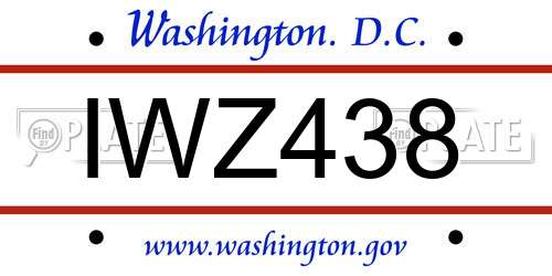 IWZ438 District Of Columbia License Plate