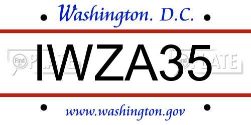 IWZA35 District Of Columbia License Plate