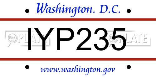 IYP235 District Of Columbia License Plate