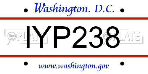 IYP238 District Of Columbia License Plate
