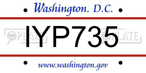 IYP735 District Of Columbia License Plate
