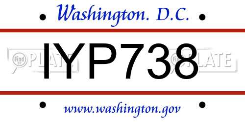 IYP738 District Of Columbia License Plate