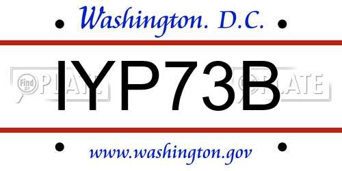 IYP73B District Of Columbia License Plate