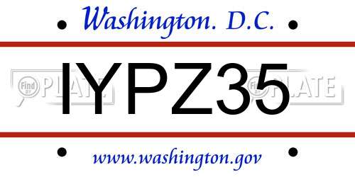 IYPZ35 District Of Columbia License Plate