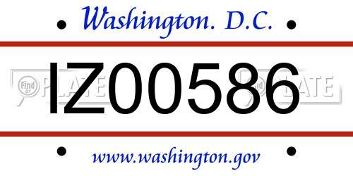 IZ00586 District Of Columbia License Plate