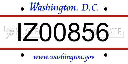 IZ00856 District Of Columbia License Plate