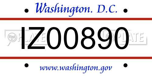 IZ00890 District Of Columbia License Plate