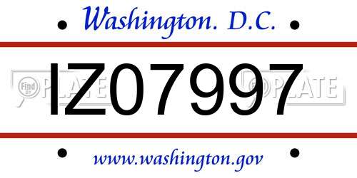 IZ07997 District Of Columbia License Plate